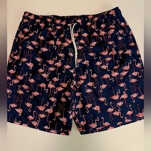 Old Navy Swim Trunks, Navy Blue Flamingo Print